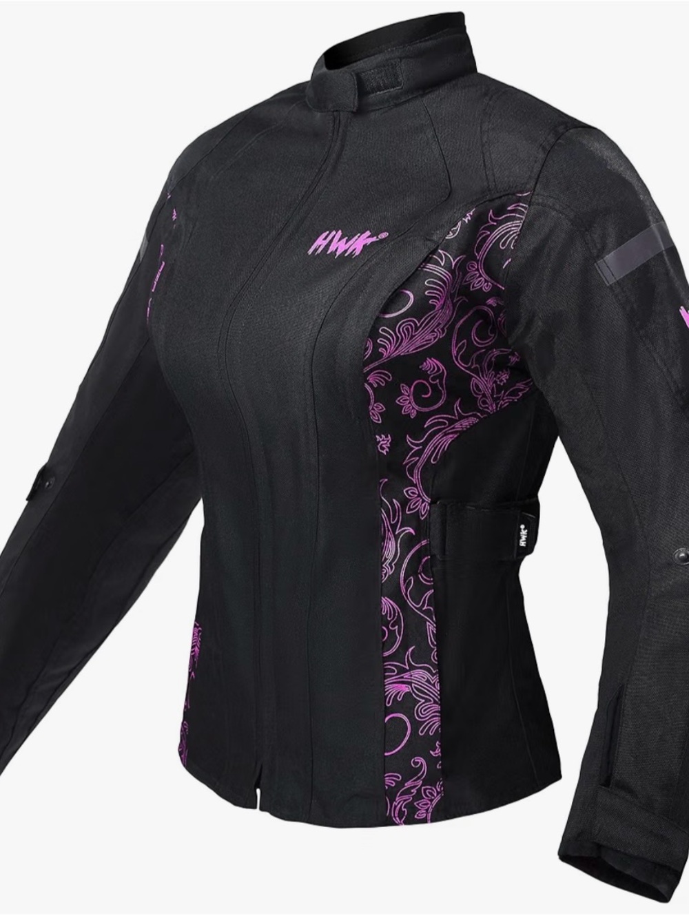 HWK Women's Black Utility Jacket with Pink Floral Accents